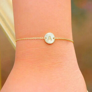 ENGRAVED PERSONALIZED❤️CHARM - A to Z GOLD INITIAL BRACELET GIRL TEEN, ELDM22240